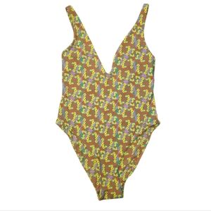 Out From Under One-Piece Swim Suit in Brown Floral Print
